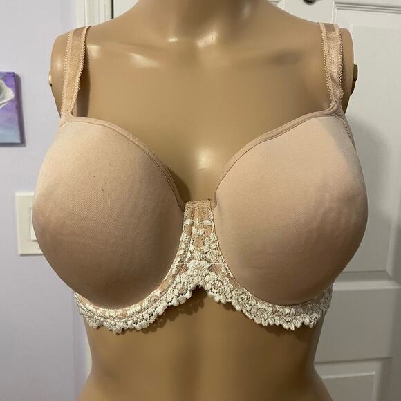 Wacoal 38D bra, champagne beige with lace trim and straps - Picture 1 of 6
